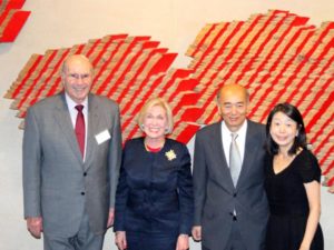 With Japanese Ambassador Kenichiro Sasae and Madam Nobuko Sasae, after donating Hamadryad Watergate sculpture to the Japanese Embassy, 2015
